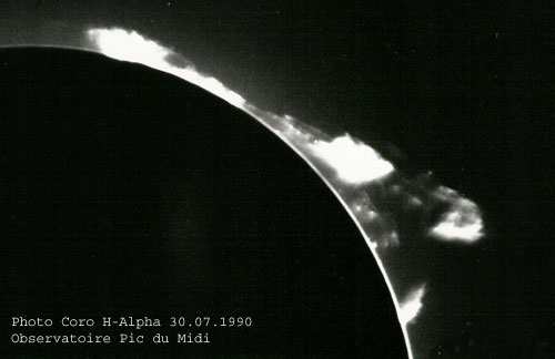 Solar prominences (H-alpha coronograph)