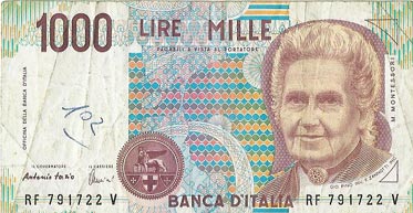 1000 lire - mille lire - banca d'Italia