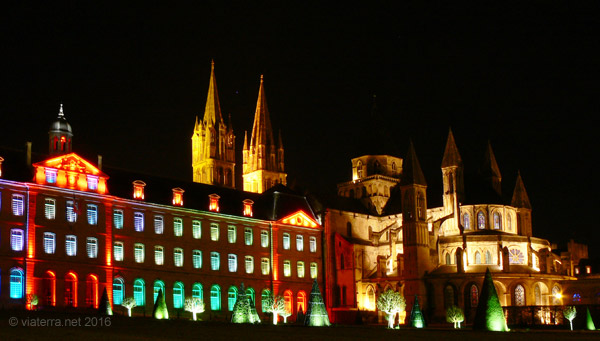 caen town hall men's abbey by night