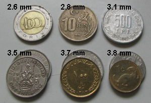 coins used to measure the sagitta