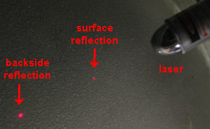 test surface red laser
